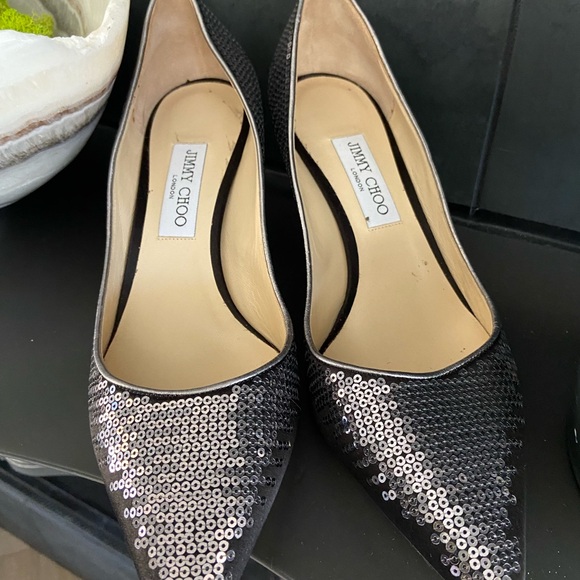Jimmy Choo Heels - Best for US 9 - 9.5 *IMO*  - Retails $775 Sequin Black Formal - Picture 2 of 5